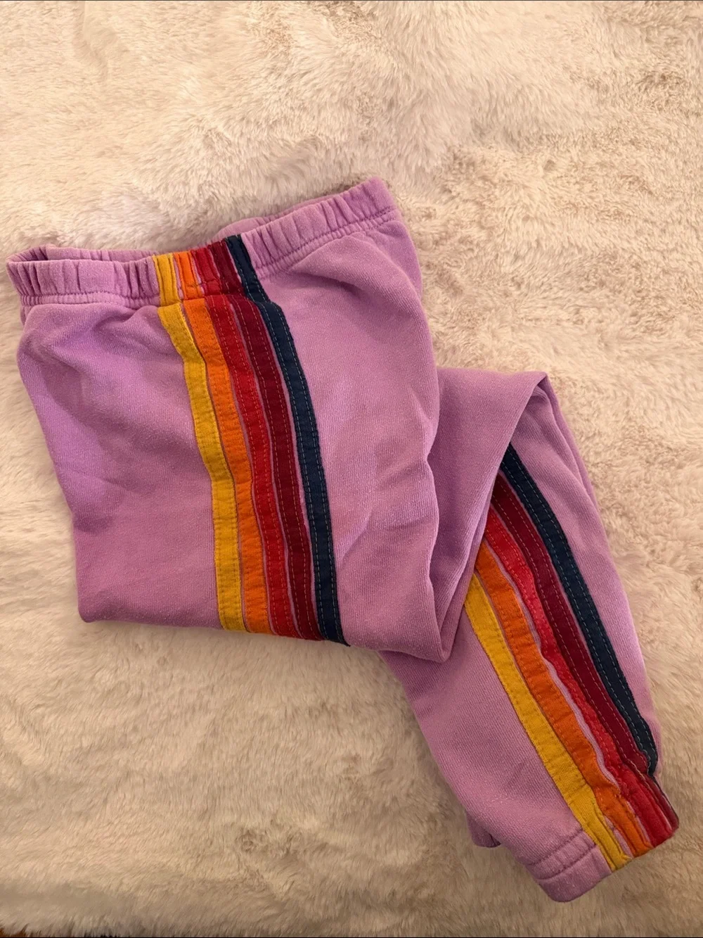 Aviator Nation Kids Lavender Sweatpants & Hoodie with Rainbow Stripes